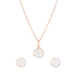 Delicately Defined 18Kt Rose Gold Crown Star Pendant and Earring Set