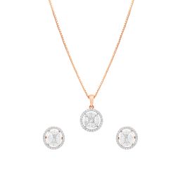 Breathtaking Diamond Pendant and Earring Set on 14Kt Rose Gold