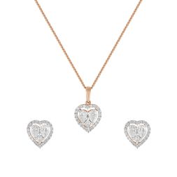 Breathtaking Diamond and 14KT Rose Gold Pendant and Earrings Set
