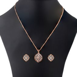 Glimmering Diamond and Rose Gold Pendant Set