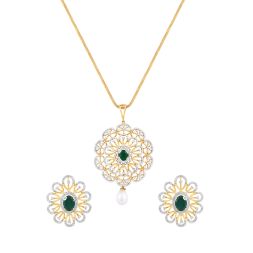 Sparkling Floral Diamond Pendant Set