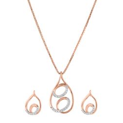 Breathtaking Swirl Design Diamond Pendant Set