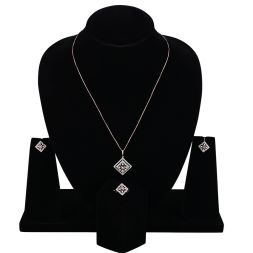 Classic Square Diamond Pendant Set