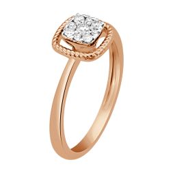 Square Diamond Ring in 14KT Rose Gold