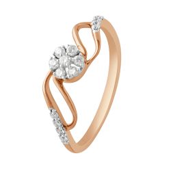 Sparkling Floral Diamond Ring in Rose Gold