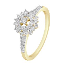 Sunflower Design Diamond Finger Ring