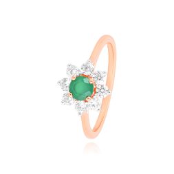 Floral Green Stone Diamond Ring