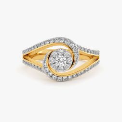 Fluid Curves Yellow Gold Diamond Ring