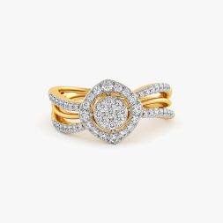 Geometric Edge Yellow Gold Diamond Ring