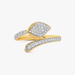 Elegant Leaf Yellow Gold Diamond Ring