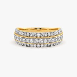 Bold Multirow Yellow Gold Diamond Ring