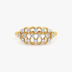 Checkered Yellow Gold Diamond Ring