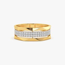 Clean Structured Yellow Gold Diamond Ring
