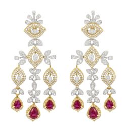 Versatile Pink Gemstones and Diamond Dewdrop Earrings
