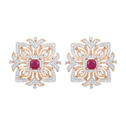Dazzling Diamonds and Ruby Earrings