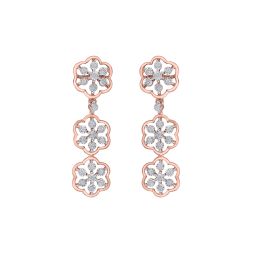 Floral Diamond and Rose Gold Earrings