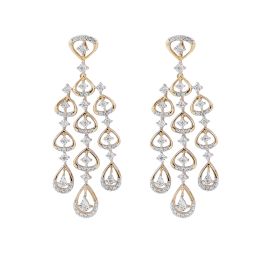 Graceful Diamond and Yellow Gold Danglers