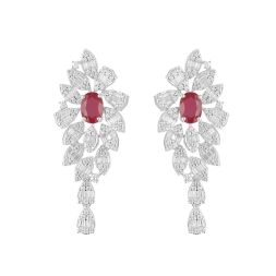 Subtle Diamond and White Gold Cocktail Earrings