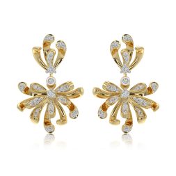 Flower 14Kt Yellow Gold Dangler Earrings