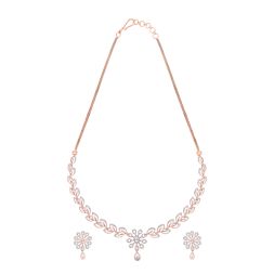 Leaf Trellis Diamond Necklace and Earrings Set