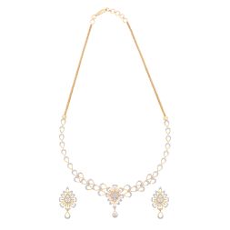 Bejewelled Leaf Design 14KT Rose Gold Jewellery Set