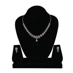 Floral Earrings and Dazzling Necklace Set With Diamonds