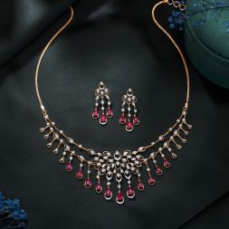 Glorious Diamond Astra Necklace and Earrings in 14KT Rose Gold