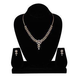 Floral Leaf Pattern Diamond Necklace Set