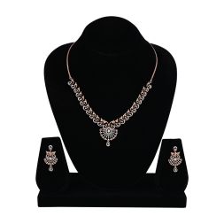 Lustrous Diamond and 14KT Rose Gold Necklace Set