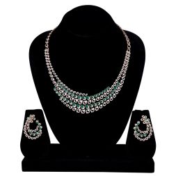 Golden Bloom Green Stone Necklace Set