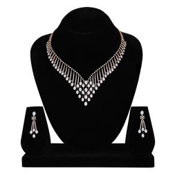 Exquisite Rose Gold Diamond Necklace Set