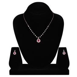 Regal Red Drop Diamond Necklace Set