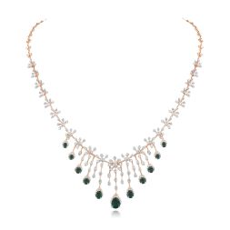Elegant Floral Emerald and Diamond Necklace