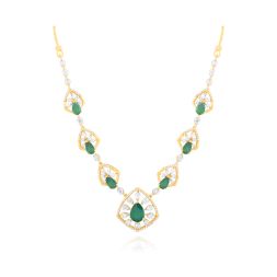 Green Onyx Diamond Yellow Gold Necklace