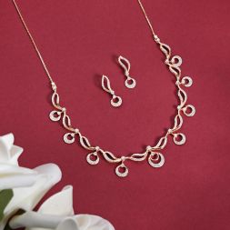 Linear Bar Diamond Necklace Set