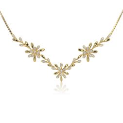Floral Bloom 14Kt Yellow Gold Necklace