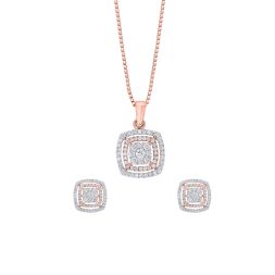 Sleek Diamond 14KT Rose Gold Pendant Set