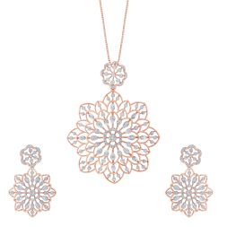Miracle Plate Floral Diamond Pendant Set