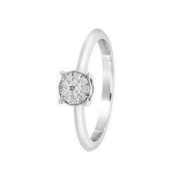 Glossy Diamond and Platinum Crown Star Ring