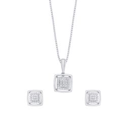 Cubic Design Diamond Pendant Set