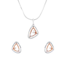 Geometric Diamond Platinum Pendant Set