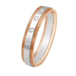 Diamond Accented Platinum and Rose Gold Ring 