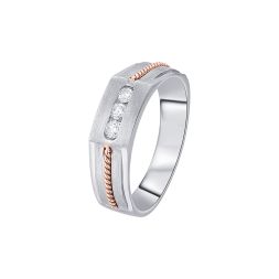 Contemporary Rope Design Platinum and Diamond Men's Band