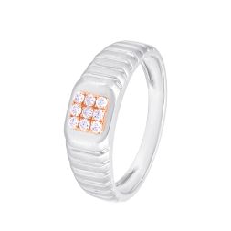 Square Cut Diamond and Platinum Men's Finger Ring