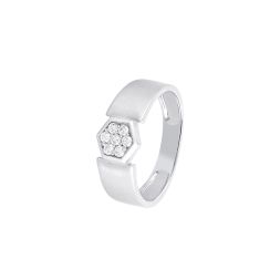Charming Geometric Diamond and Platinum Finger Band