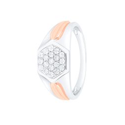 Geometric Design Platinum and Diamond Men's Finger Ring