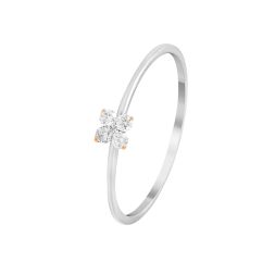 Floral Diamond Women Platinum Ring