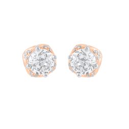 Delicate Diamond and Rose Gold Studs