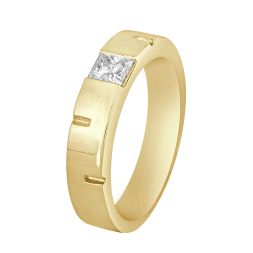 Sleek Yellow Gold Diamond Ring for Men