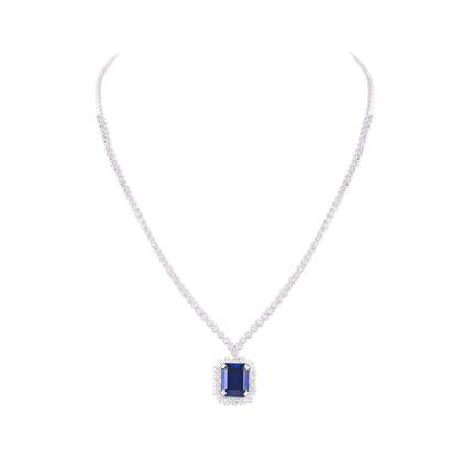 Breathtaking Crown Star Blue Gemstone Pendant Necklace